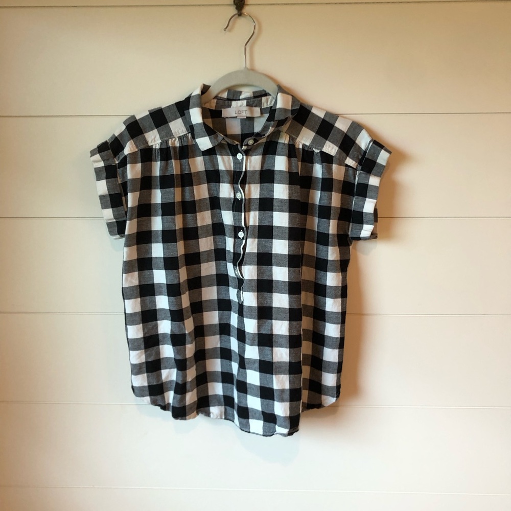 LOFT. Women’s Buffalo Checked Top Size S
